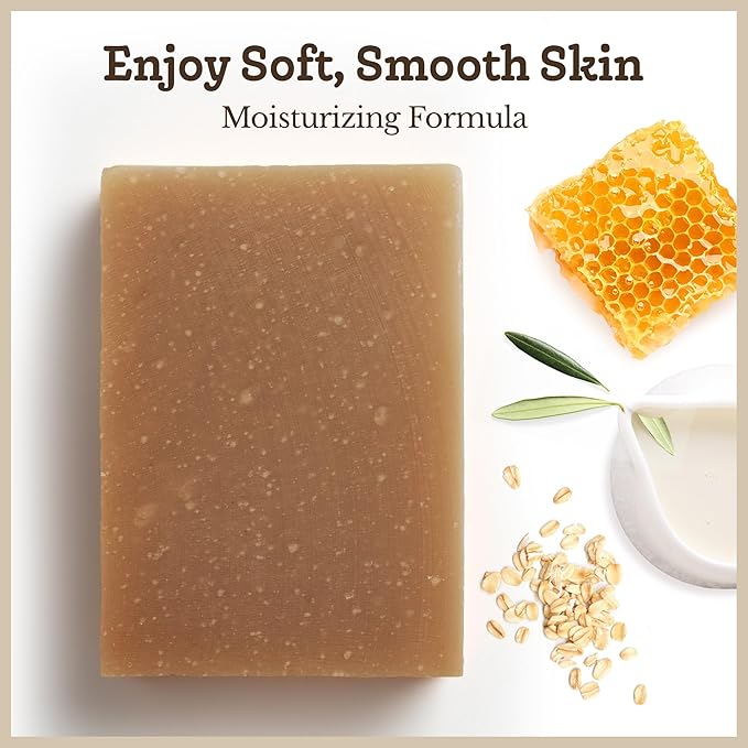 Southern Natural Goat Milk Soap Bar - Oatmeal Milk & Honey 3 Pack - For Dry Sensitive Skin. Natural, Handmade Soap For Men, Women, Kids, Face & Body