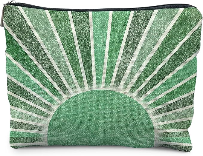 Green Boho Makeup Bag Gifts for Women, Vintage Sunshine Sun Beach Makeup Bag, Sunshine Gifts for Women