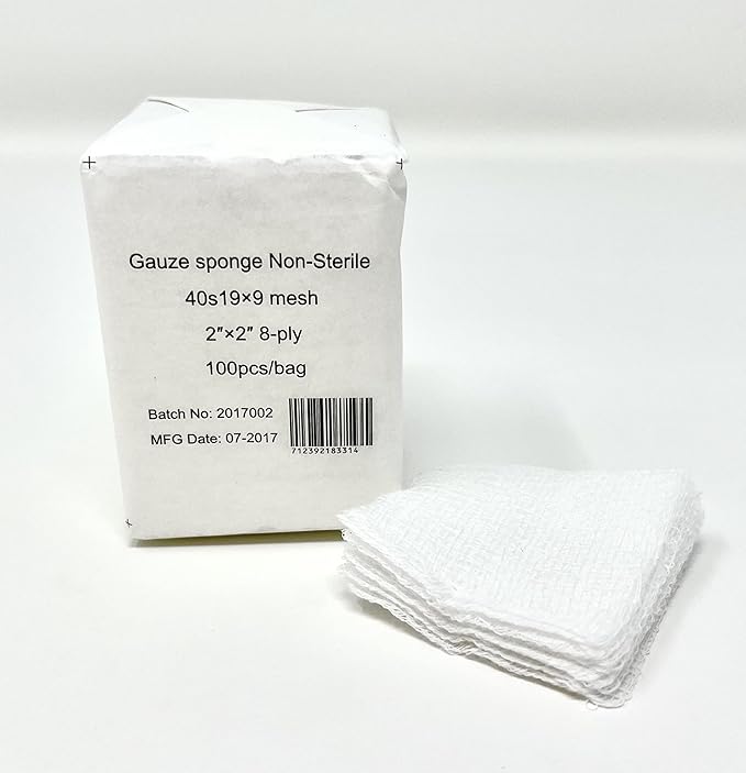 Gauze Surgical Sponges Cotton Non Sterile Woven 8-ply High Grade Quality 2"x2" Class I(a) All Purpose Pads by P&P MEDICAL SURGICAL Box of 100
