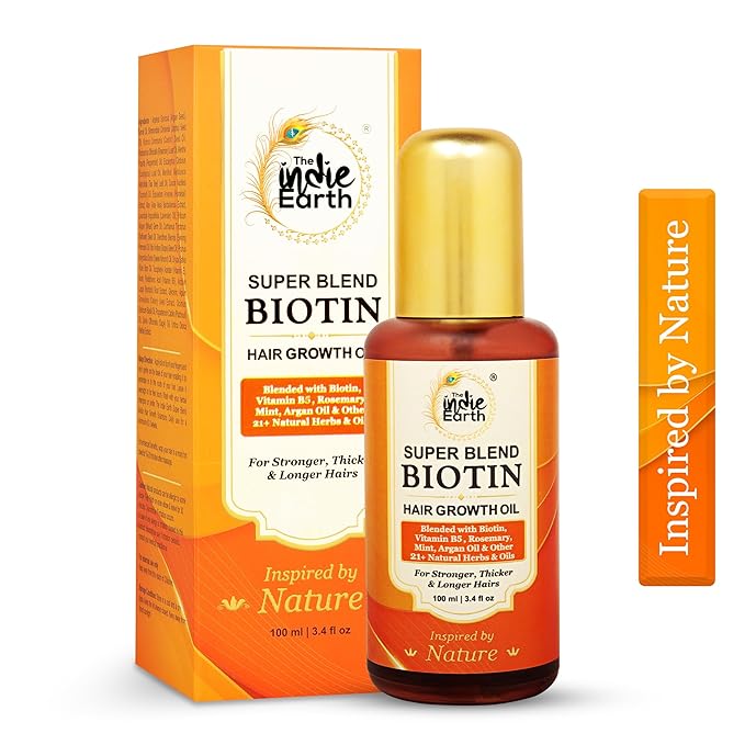 Super Blend Rosemary Mint Biotin Hair Growth Oil With Vit B5 & E, Argan & 21+ Natural Herbs for Scalp & Hair Strengthening - Controls Hair Fall and Promotes Healthy Hair Growth 100 ml