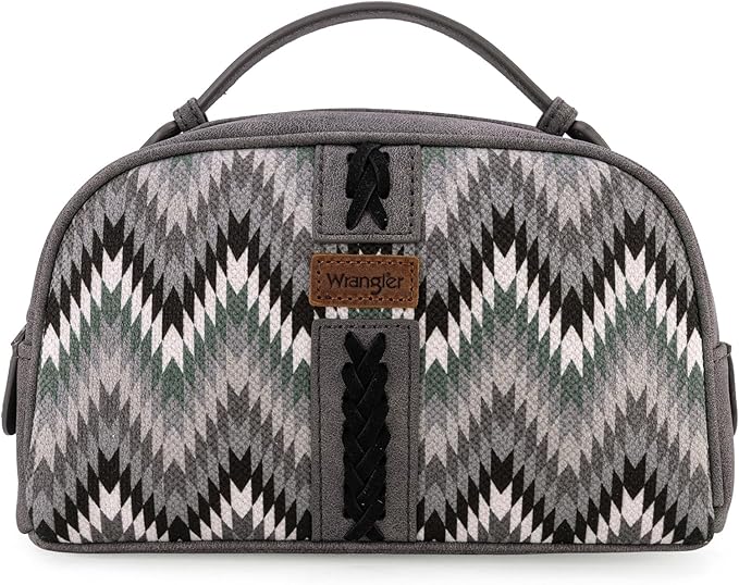 Montana West Wrangler Makeup Bag for Women Small Cosmetic Toiletry Bags Western Make Up Pouch Durable Cute Travel Purse, Grey