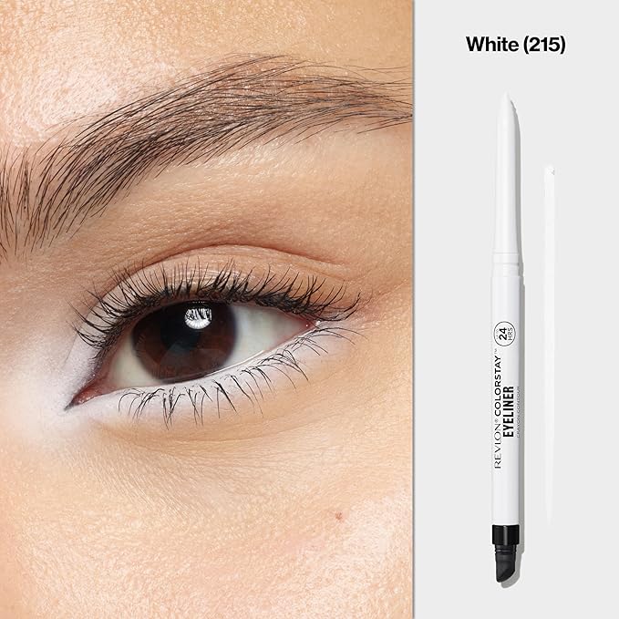REVLON ColorStay Pencil Waterproof Eyeliner, Smudge-Proof, Eye Makeup with Built-In Sharpener, Stocking Stuffer for Women, 215 White, 0.01 oz