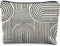 Abstract Minimalist Black and White Makeup Bag, Aesthetic Boho Rainbow Line Art Cosmetic Bags for Women, Boho Gifts for Women, Contemporary Modern Zipper Makeup Pouch