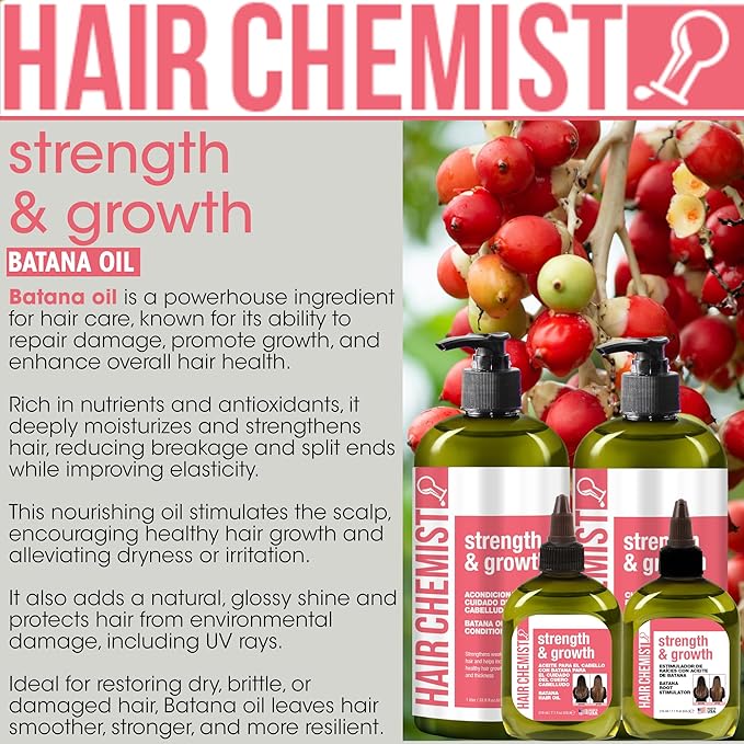 Hair Chemist Strength & Growth Batana Root Stimulator 7.1 oz. - Batana Oil Hair Treatment, Revitalize & Nourish Hair
