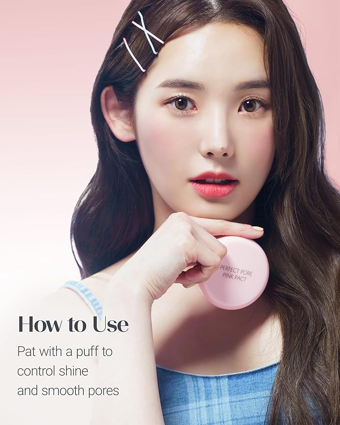 THESAEM Saemmul Perfect Pore Pink Pact - Makeup Finishing Pressed Powder for Sebum Control and Pore Minimization, Soothes Sensitive Skin with Calamine, Setting Powder, Clumps Free 12g. 2 Pack