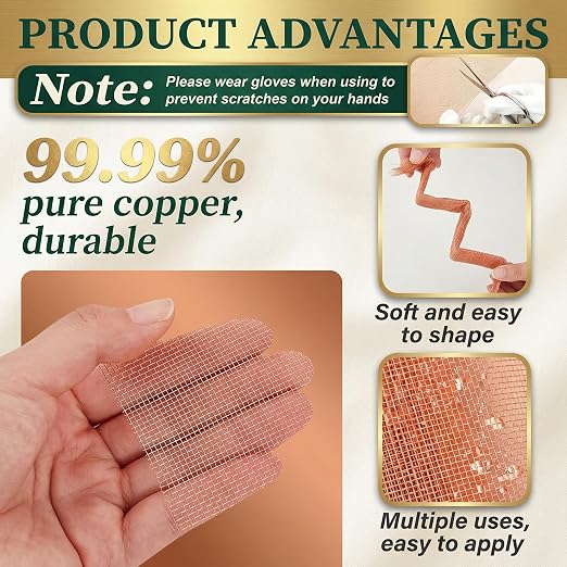 Therwen 24 Inch x 10 ft Copper Mesh Screen 99.9% Pure Copper 40 Mesh Roll Wire - Image 3