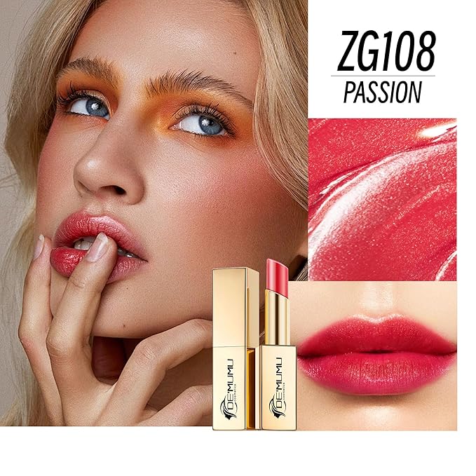 Red Mulberry Nude Lipstick Set for Women Shimmer Tinted Lip Balm Hydrating Moisturizing Lip Gloss Cruelty Free Lip Makeup, DM108/109/118