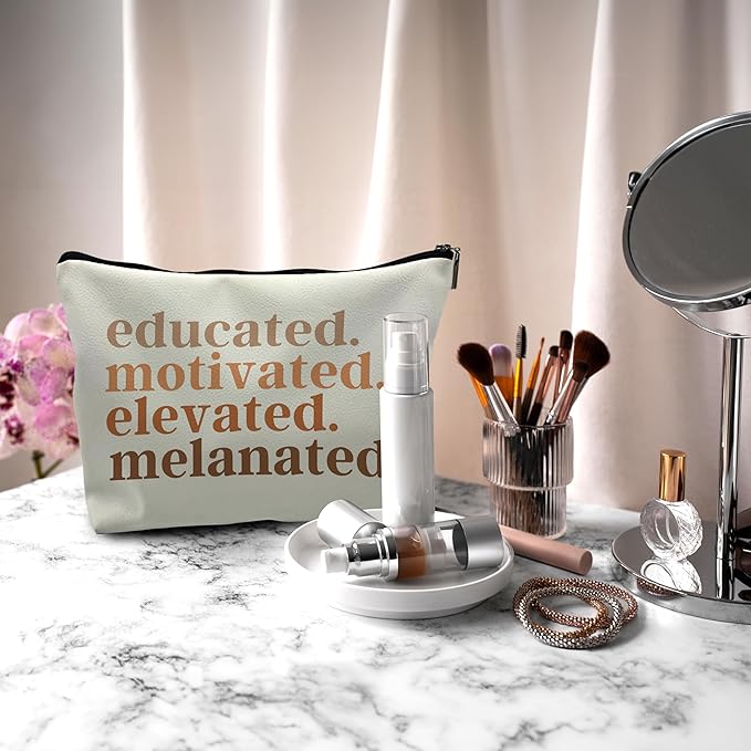 Nogrit African American Gifts,Black Women Girls Gifts,Black Women Makeup Bag Cosmetic Bag, Melanin Makeup Travel Toiletry Bag,PU