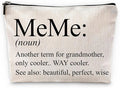 Sufamb Meme Gifts for Grandma,Grandma Makeup Bag,Meme Gifts,Meme Mother's Day Gifts,Grandma Gifts,Grandma Gifts from Grandchildren,Grandma Birthday Gifts,Meme Small Cosmetic Makeup Bag for Purse