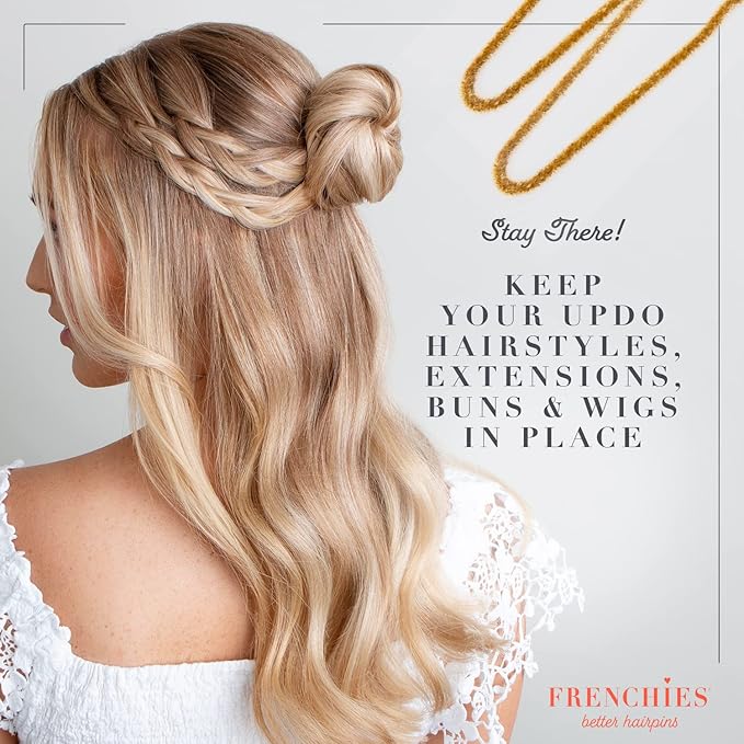 Frenchies French Twist Hair Pin, Ultra Flocked Extra Soft French Hair Pins for Women, Wedding, Updo Extensions, or Wig, 20 Count, Blond