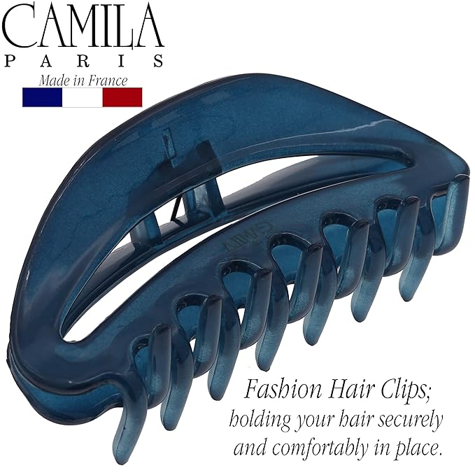Camila Paris CP3125 French Hair Clip for Women, Blue, Girls Hair Claw Clip Jaw Fashion Durable and Styling Hair Accessories for Women, Luxury Ladies Strong Hold No Slip Grip Clamp, Made in France