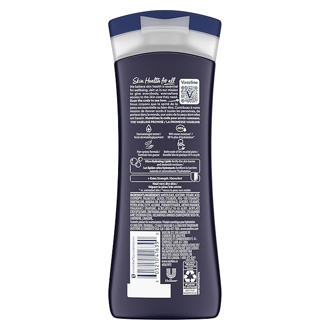Vaseline Lotion for Men Extra Strength 3-in-1 for Face, Hands & Body + Original Lip Therapy for Dry Lips with Petroleum Jelly (3 Piece Set)