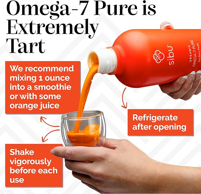 sibu Omega-7 Pure, 100% Pure Sea Buckthorn Juice (32 oz) USDA Organic