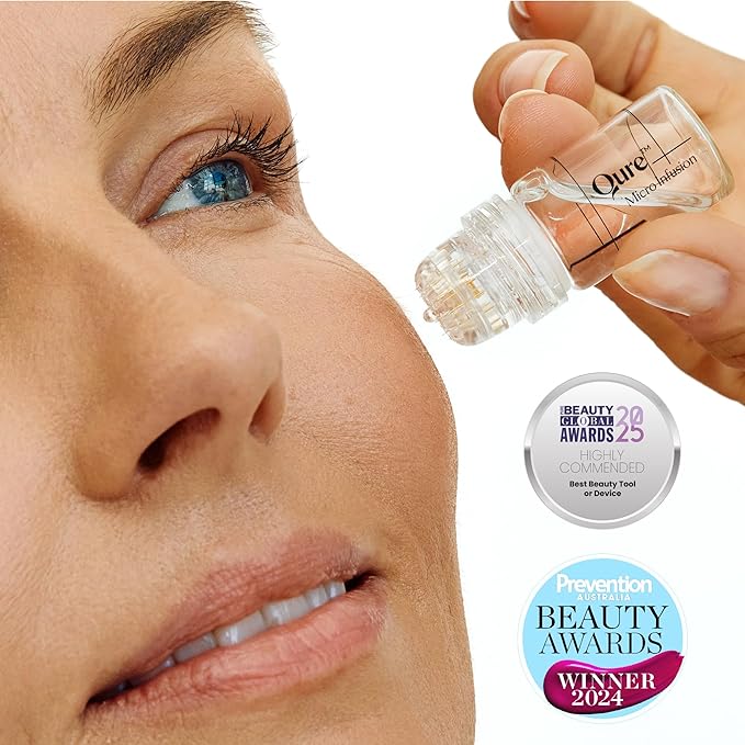 Qure Micro Infusion System for Face & Neck - Facial Moisturizing Essence, Even-looking tone, Serum for All Skin Types, Refreshed and Luminous Skin - 1-Month Supply