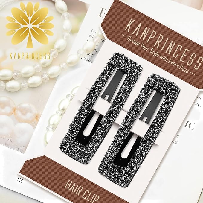 Rhinestone and Crystal Hair Clips 2-Pack, Sparkly Barrettes & Elegant Bling Accessories for Women & Girls(Set10)