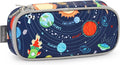 mibasies Boys Pencil Case for Kids, Multi-Slot Pencil Pouch, Galaxy LightGray