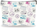 Full Print Makeup Bag - Travel Stamps Theme - Waterproof Cosmetic Bag, Toiletry Bag, Gift For Girls, Besties, Personal Care & Accessories - A22