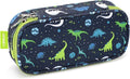 mibasies Boys Pencil Case for Kids, Multi-Slot Pencil Pouch, Galaxy Dinosaur Blue