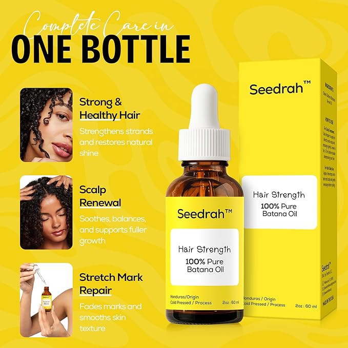 Batana Oil for Hair Growth, 100% Pure & natural Batana Oil from Honduras, helps Prevent Hair Loss, Eliminate Split Ends for Men & Women|For All Hair Types - 2 fl oz