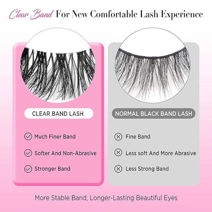 Eyelashes Natural Look False Lashes - Bepholan Fake Eyelashes 5D Super Fluffy False Eyelashes Clear Band Wispy Lashes 3-Pack Faux Mink Lashes(XMZ92)