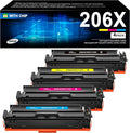 206X 206A Toner Cartridge 4 Pack M283fdw - High Yield Replacement for HP 206X 206A Compatible with HP Color Laserjet Pro MFP M283fdw Toner, M283cdw M255dw, Color Pro M283 M255 Series | W2110X