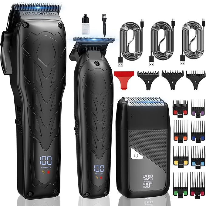 Karrte Professional Hair Clippers and Trimmer Set, 3 in 1 Hair Clippers for Men, Pro Clipper, T-Shaper Trimmer & Foil Shaver, Cordless Clippers and Grooming Set, Hair Cutting Kit for Gift
