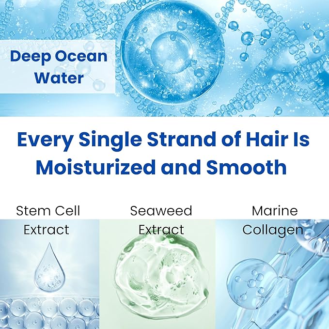 8 THE THALASSO Natural Hair Oil for Normal to Oily Hair Women & Men, Hair Care for Scalp with Stem Cells & Deep Ocean Water, Hair Detangler from Japan, Sulfate & Paraben Free, SMOOTH, 3.38 Fl Oz