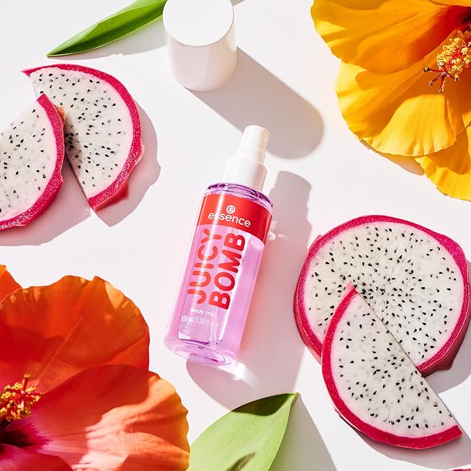 essence | Juicy Bomb Body Mist| Fruity Lychee with Dragonfruit & Floral Notes | Long-Lasting, Travel-Friendly & Vegan (03 | Lychee Lagoon)
