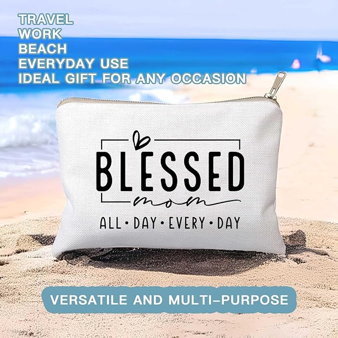 Blessed Mom Makeup Bag Mom Vibes Pouch Mom Life Cosmetic Bag Mom Mode Mother's Day Gift Girl Mama Birthday Gift Boy Mama Travel Bag Bible Verse Toiletry Bag