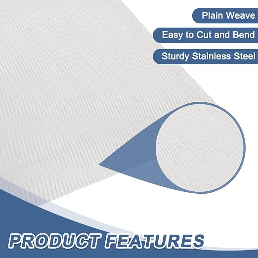 uxcell 120 Mesh 118" x 16" Woven Wire Mesh, 304 Stainless Steel Air Vent Filter - Image 3