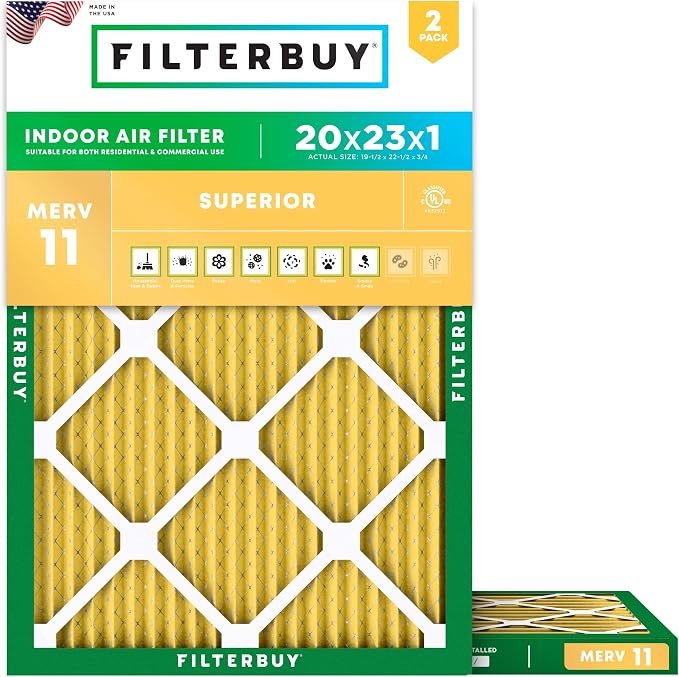 Filterbuy 20x23x1 Air Filter MERV 11 Superior Pet & Allergy Defense, by Filterbuy