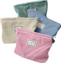 Sanwuta 4 Pack Velvet Makeup Bag Cosmetic Bag for Women Large Capacity Corduroy Pouch Zipper Canvas Travel Toiletry Purse Make up Organizer Case Accessories (Light Color,Plaid)