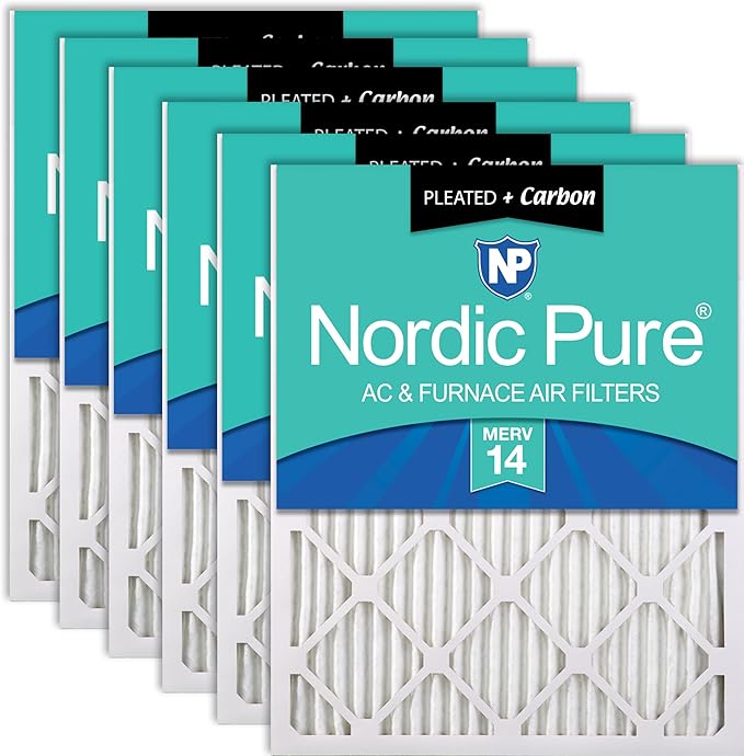 Nordic Pure 14x30x1 Pleated Air Filters MERV 14 Plus Carbon 6 Pack by NordicPure