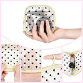 4 Pieces Mini Zipper Nylon Mesh Pouch, Mesh Cosmetic Bags Makeup Bags, Multipurpose Travel Toiletry Bags for Office Supplies and Travel Accessories (Heart Print-Black, S)