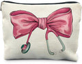 Pink Coquette Bow Stethoscope Nurse Makeup Bag, Nurse Gifts for Women Cosmetic Bags, Nurse Week Gifts Makeup Pouch, Nurse Appreciation Gifts Zipper Pouch
