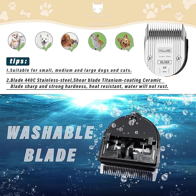 Detachable Adjustable Pet Dog Grooming Clipper 5-in-1 Blade Compatible with WAHL Professional Animal Blade Arco, Bravura, Chromado, Creativa, Figura, and Motion Pet, Dog, and Horse Clippers(5F)(2PACK)