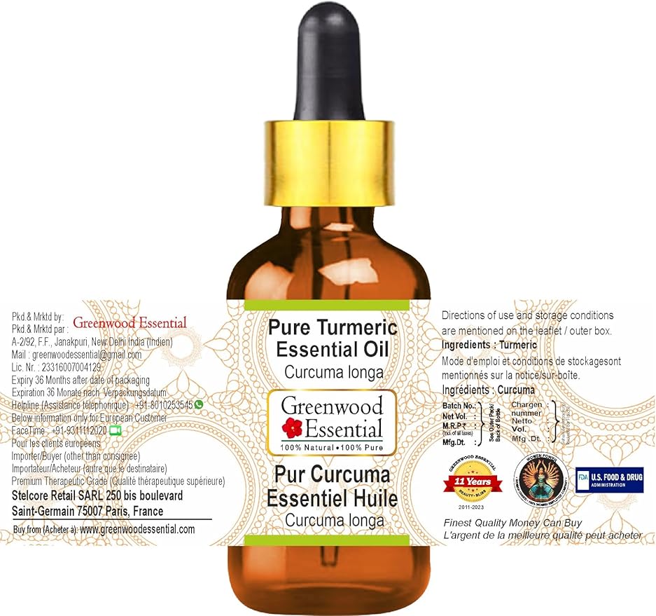 Greenwood Essential Turmeric Essential Oil (Curcuma Longa) Steam Distilled 1250ml (42.2 oz)