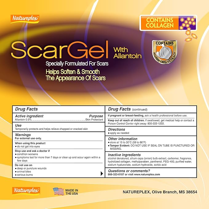 Natureplex Scar Gel 1.25 oz (6 Pack) – Clinically Proven Formula for Old & New Scars – Reduces Appearance of Scars from Surgery, Burns, Acne, Injury & Stretch Marks