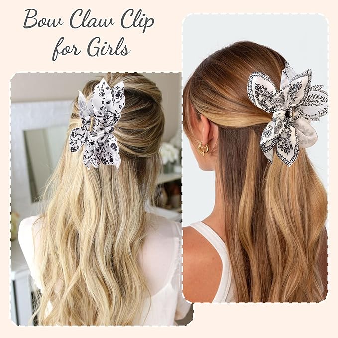 Bow Claw Clips Bow Hair Clips White 3PCS Big Hair Bows for Women Butterfly Styling Large Hair Clips for Thick Hair for Girls Hair Accessories for Teen