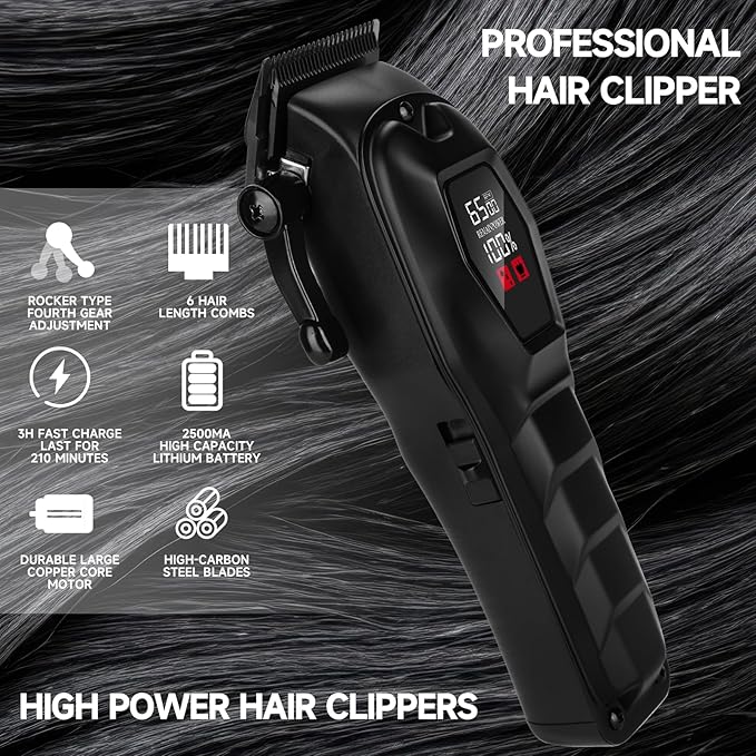 Hair Clippers for Men Professional Hair Trimmer Cordless Rechargeable Powerful Beard Trimmer Hair Cutting Grooming Tool