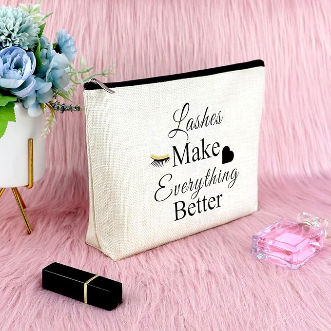 Sfodiary Lashes Girl Gifts Lash Artist Gifts Eyelash Makeup Bag Beautician Present for Women Cosmetic Bag Birthday Christmas Thanksgiving Thank You for Makeup Artist Travel Cosmetic Pouch