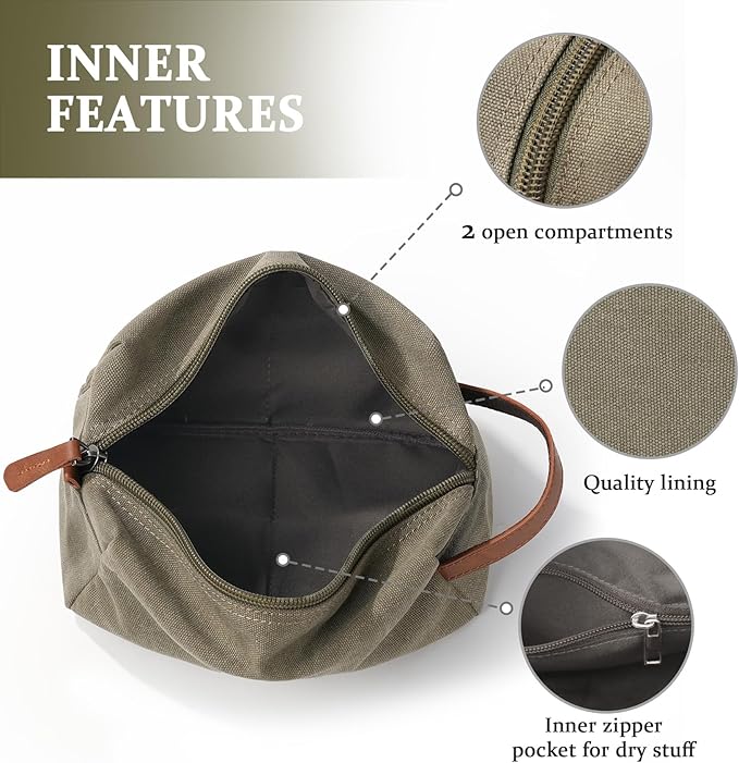 Janhavi Waterproof Makeup Bag Traveling,Groomsmen Gifts,Men's Accessories Case, Cruise Essentials Travel Bag, Engraved Initials & Wheat Ear, Mens Travel Bag Toiletry,Travel Essentials (Olive Green Y)