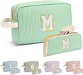Travel Makeup Bag Christmas Gifts for Women Girl Teens, Personalized Initial Makeup Bag for Cute Teen Girls, Preppy Stuff Toiletry Bag Cosmetic Bag, Teen Girls Gift Trendy Stuff, Letter M