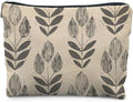 Vintage Boho Beige Floral Makeup Bag, Modern Farmhouse Green Tulip Flower Cosmetic Bags for Women, Contemporary Leaf Botanical Zipper Makeup Pouch