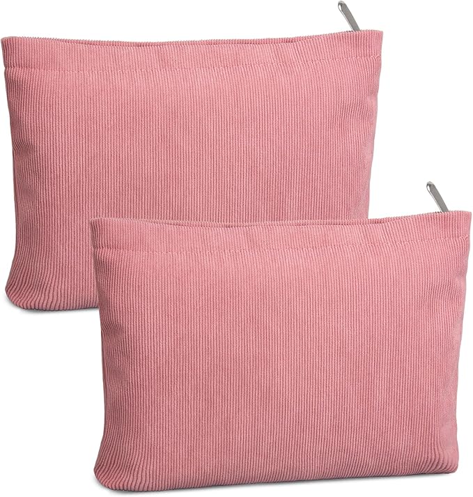 FITDON 2PCS Cosmetic Bags for Women Makeup Bag for Purse Small Corduroy Makeup Pouch Travel Make Up Bag with Zipper Toiletry Bag Organizer