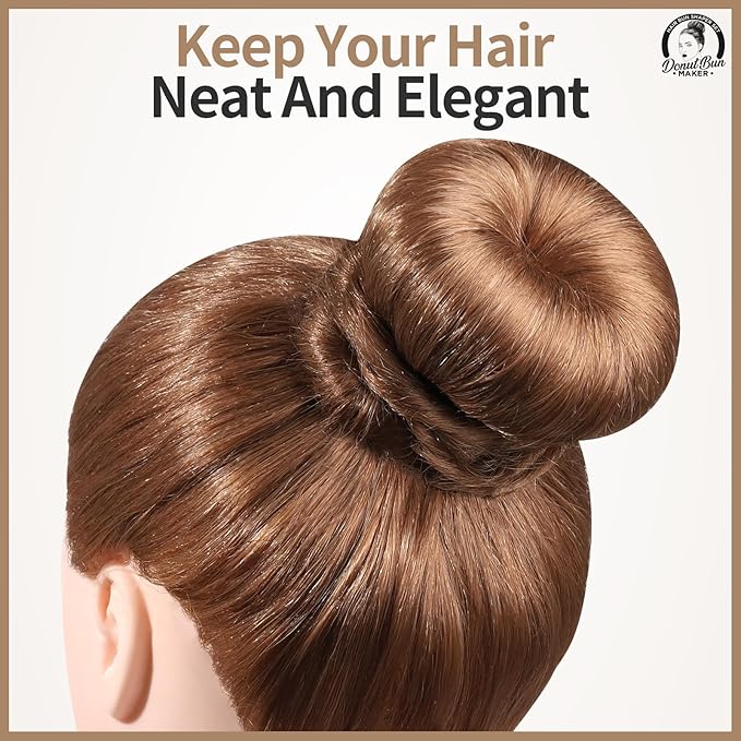 Teenitor Hair Bun Maker for Kids Girls - Hair Donuts, Ballet Bun in 4 Sizes, Light Brown