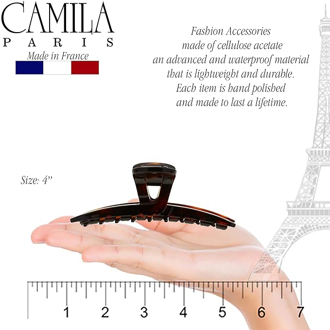 Camila Paris CP2371 French Hair Clip for Women, Narrow, Strong Hold Grip Double Teeth Girls Hair Claw Clips Jaw, Fashion Durable Styling Hair Accessories for Women, Made in France