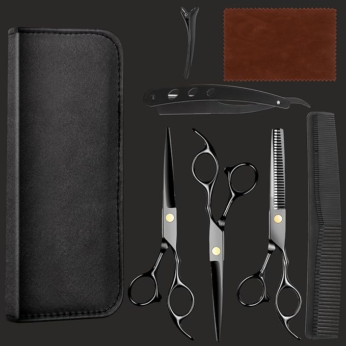 Hair Cutting Scissors Kit, Professional Barber Shears Set with Hair Scissors Thinning Shears, Tijeras para Cortar Cabello Haircutting Sheers Hair Cut Blending Salon Scissor for Men Women Pet