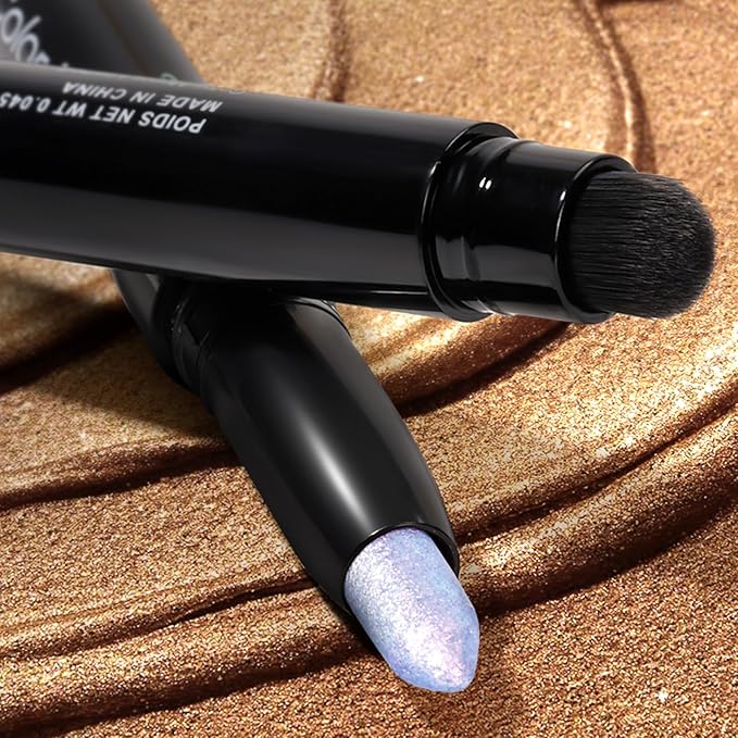 Longwear Cream Eye Shadow Sticks(48 Violet Metallic), Smudge-Proof, Waterproof Eyeshadow,Silky Formula Glitter With Makeup Brush,Light Purple Eyeshadow Stick