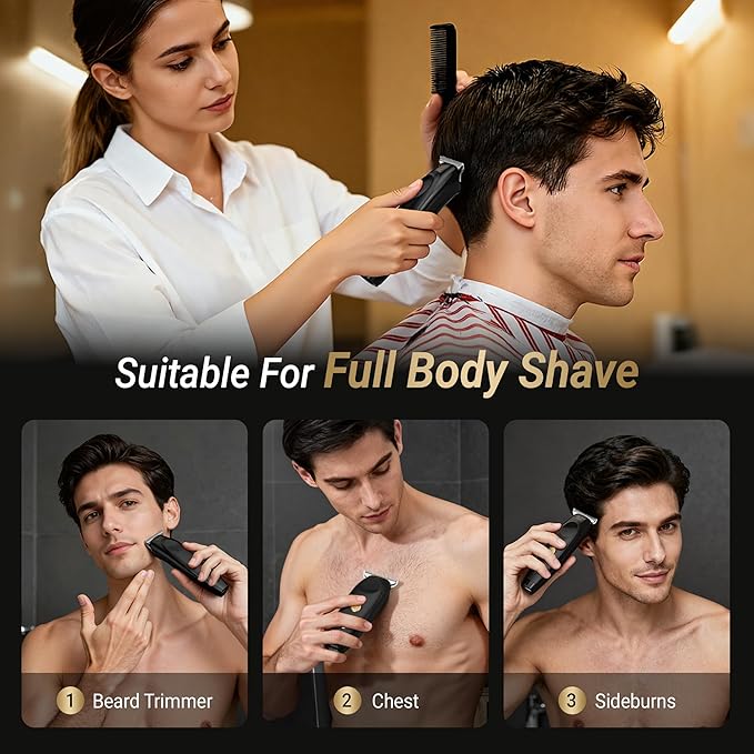 Hair Trimmer for Men, Cordless T-Blade Beard Trimmer, Professional Rechargeable Hair Clippers for Hair Cutting & Grooming